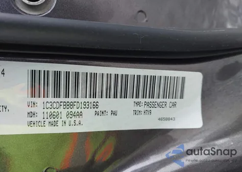 2015 Dodge Dart Sxt from USA, damaged, VIN 1C3CDFBB8FD193166